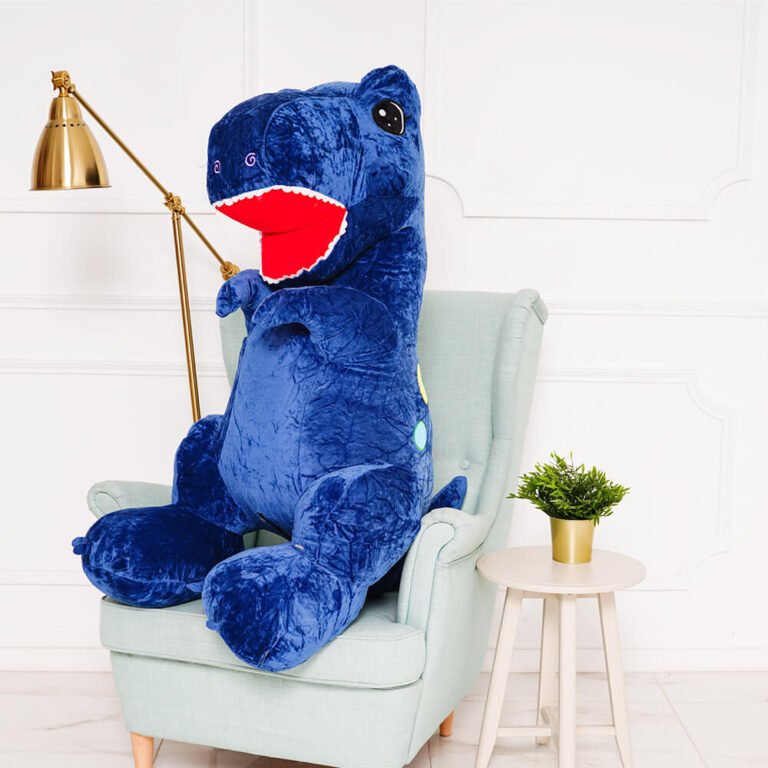 Big Plush Dinosaur, Soft Toy, 160 Cm, 63 Inches, 5.2 Feet, Blue, Gogo - Teddyway