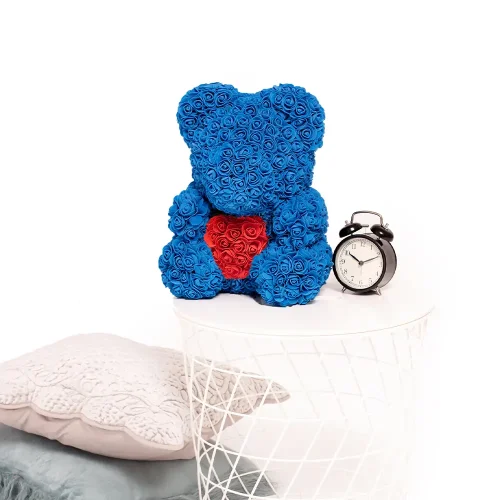 Teddyway Onis Rose Teddy Bear, Artificial Roses, Flower Gift, 25 Cm, 10 Inches, 0.8 Feet, Red - Teddyway