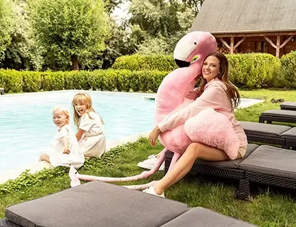 Big plush flamingos